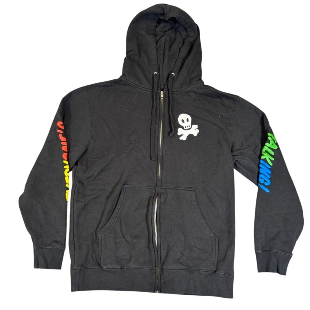 All Time Low Everyone's Talking Skull Logo Zip Up Hoodie Black Mens Medium